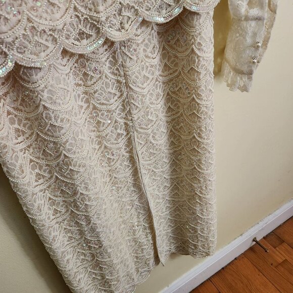 Vintage Fully Beaded Sequined Gown Mother Of Wedding Size S(34) - Picture 5 of 11